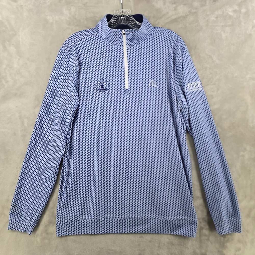 Rhoback Quarter Zip Pullover Mens Small Blue Texas Print Peformance Golf